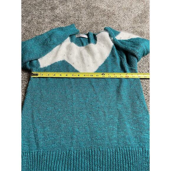 Vintage White Wheeler & Martha Green Cream Sweater Pearls Angora Size Medium - Picture 7 of 7